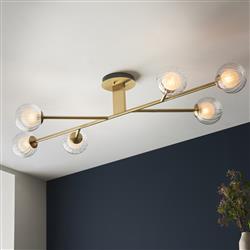 Berzelia Satin Brass Six Light Semi-Flush Berzelia-6-SSB