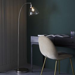 Bright Nickel Floor Lamp With Glass Shade Abies-F