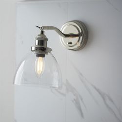 Bright Nickel Single Glass Wall Light Abies-1W