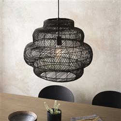 Buchloe Black Rattan Ceiling Pendant Buchloe-BPR-1