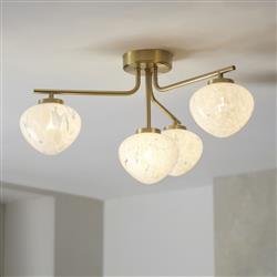 Catha Satin Brass Semi-Flush Four Light Catha-4SB