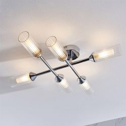 Chrome Six Light IP44 Bathroom Ceiling Fitting Arundo-6SF