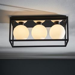 IP44 Matt Black Triple Bathroom Ceiling Light Atriplex-3F