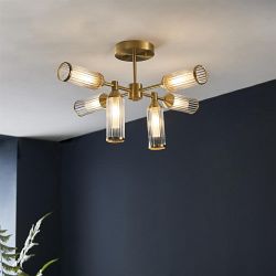 Satin Brass Six Light Ceiling Fitting Aciphylla-6SM