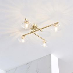 Satin Brass IP44 Four Light Bathroom Ceiling Fitting Astilbe-4SFBC