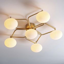 Satin Brass Semi-Flush Six Light Ammi-6SF