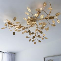 Six Light Gold Leaf Semi-flush Multi-arm Light Abrus-6SF