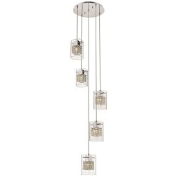 Leyton Square Chrome/Crystal Five Light Cluster Pendant LEYT039CH5DECO