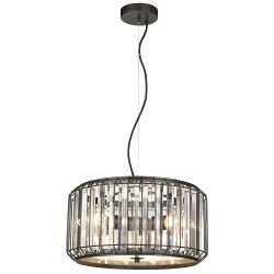 Hendon Black Caged Crystal Ceiling Pendant Fitting HEND042BL3DECO