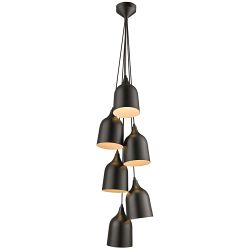 Crofton Matt Black 6 Light Pendant Fitting CROF030MB6PEND