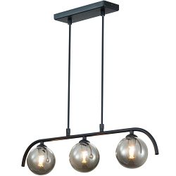 Otley 3 Light Matt Black Smoked Glass Pendant OTLE060BL3DECO