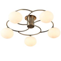 Leyburn 5 Light Antique Brass Semi-Flush Fitting LEYB050AB5FLUS