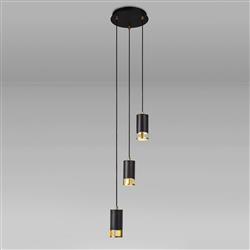 Arizona Black And Painted Gold 3 Light Cluster Pendant LT30105