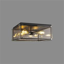 Atlanta Matt Black And Chrome Flush Ceiling Fitting LT31468