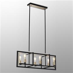 Aurora Satin Black And Champagne Gold Six Bar Pendant LT31471