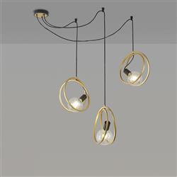 Oklahoma Matt Black And Painted Gold 3 Light Pendant LT31560