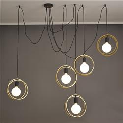 Oklahoma Matt Black And Painted Gold 5 Light Pendant LT31561