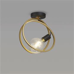 Oklahoma Matt Black And Painted Gold Flush Ceiling Fitting LT31555