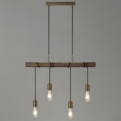 Rochester 4 Light Oak And Antique Brass Ceiling Pendant LT30600