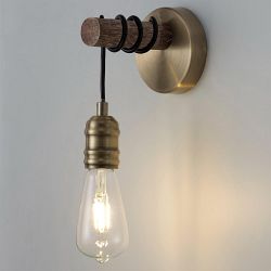 Rochester Oak And Antique Brass Wall Light LT30602