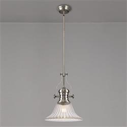 Rancho Satin Nickel And Clear Glass Ceiling Pendant LT32958