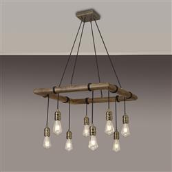 Rochester Medium Oak And Antique Brass 8 Light Pendant LT30297