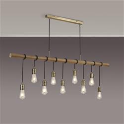 Rochester Medium Oak And Antique Brass 9 Bar Pendant LT31242