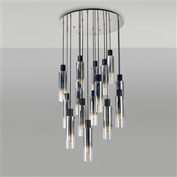 Texas 15 Light Black And Chrome Smoked Glass Cluster Pendant LT31382