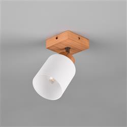 Assam Natural Wood And Opal Glass Single Wall Light R81111030