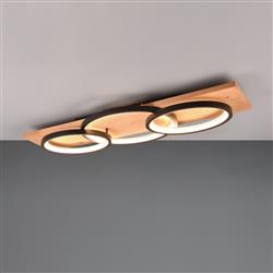 Barca LED Triple Wood Flush Ceiling Fitting