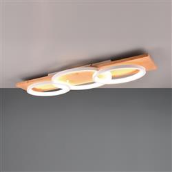 Barca LED Triple Wood Flush Ceiling Fitting