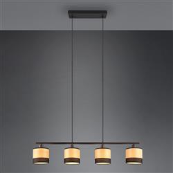 Bolzano Black And Wood Effect Four Light Pendant R31664032