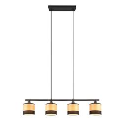 Bolzano Black And Wood Effect Four Light Pendant R31664032