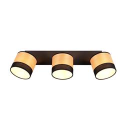 Bolzano Black And Wood Effect Three Light Ceiling Spots R81663032