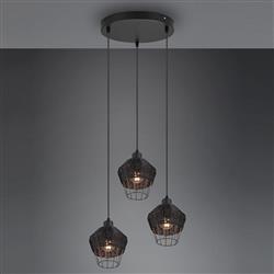 Borka Matt Black Rattan Cluster Pendant