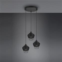 Borka Matt Black Rattan Cluster Pendant