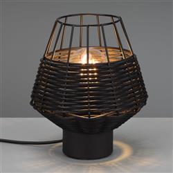 Borka Small Matt Black Rattan Table Lamp