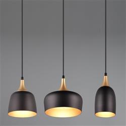 Chiraz 3 light Matt Black & Gold Bar Pendant 310500332