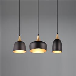 Chiraz 3 light Matt Black & Gold Bar Pendant 310500332