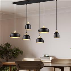 Chiraz 6 Light Matt Black & Gold Pendant Fitting 310500632