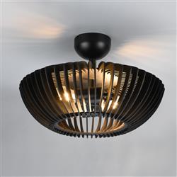 Colino Curved Wood Double Semi-Flush Ceiling Fitting