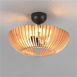 Colino Curved Wood Double Semi-Flush Ceiling Fitting