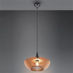 Colino Curved Wooden Frame Single Pendant Ceiling Fitting