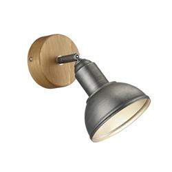 Delhi Antique Nickel and Wood Single Spotlight 803400167