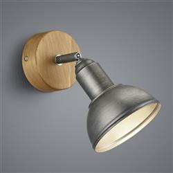 Delhi Antique Nickel and Wood Single Spotlight 803400167