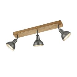 Delhi Wood and Antique Nickel Triple Ceiling Spotlight 803400367