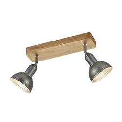 Delhi Wood and Antique Nickel Ceiling Double Spotlight 803400267