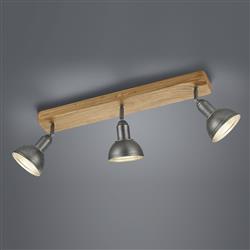 Delhi Wood and Antique Nickel Triple Ceiling Spotlight 803400367