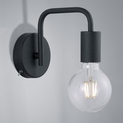 Diallo Matt Black Switched Wall Light 208070132