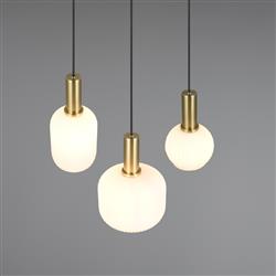 Diva Matt Brass And White Three Light Ceiling Pendant 319830308